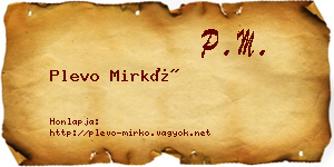 Plevo Mirkó névjegykártya
